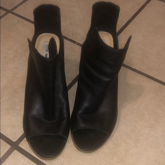 Black leather upper open side and open toe bootie - Picture 2 of 4